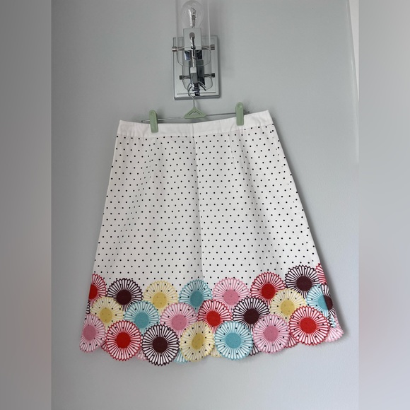 Baby Boden White Polka Dot Skirt with Colorful Floral Hem - Picture 1 of 12